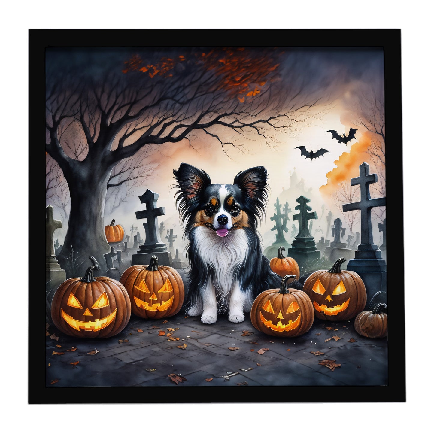 Buy this Papillon Spooky Halloween Framed Metal Print