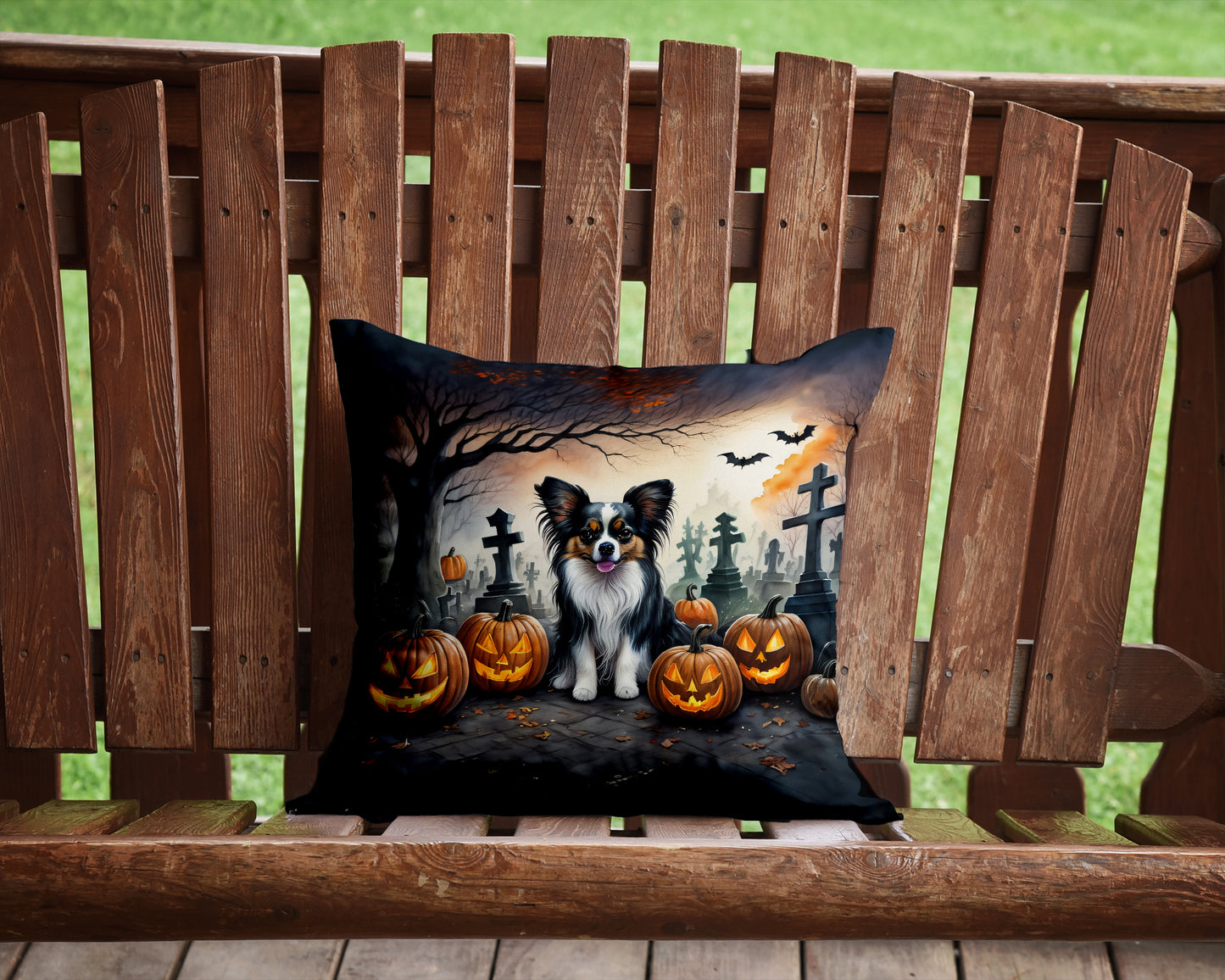 Papillon Spooky Halloween Throw Pillow