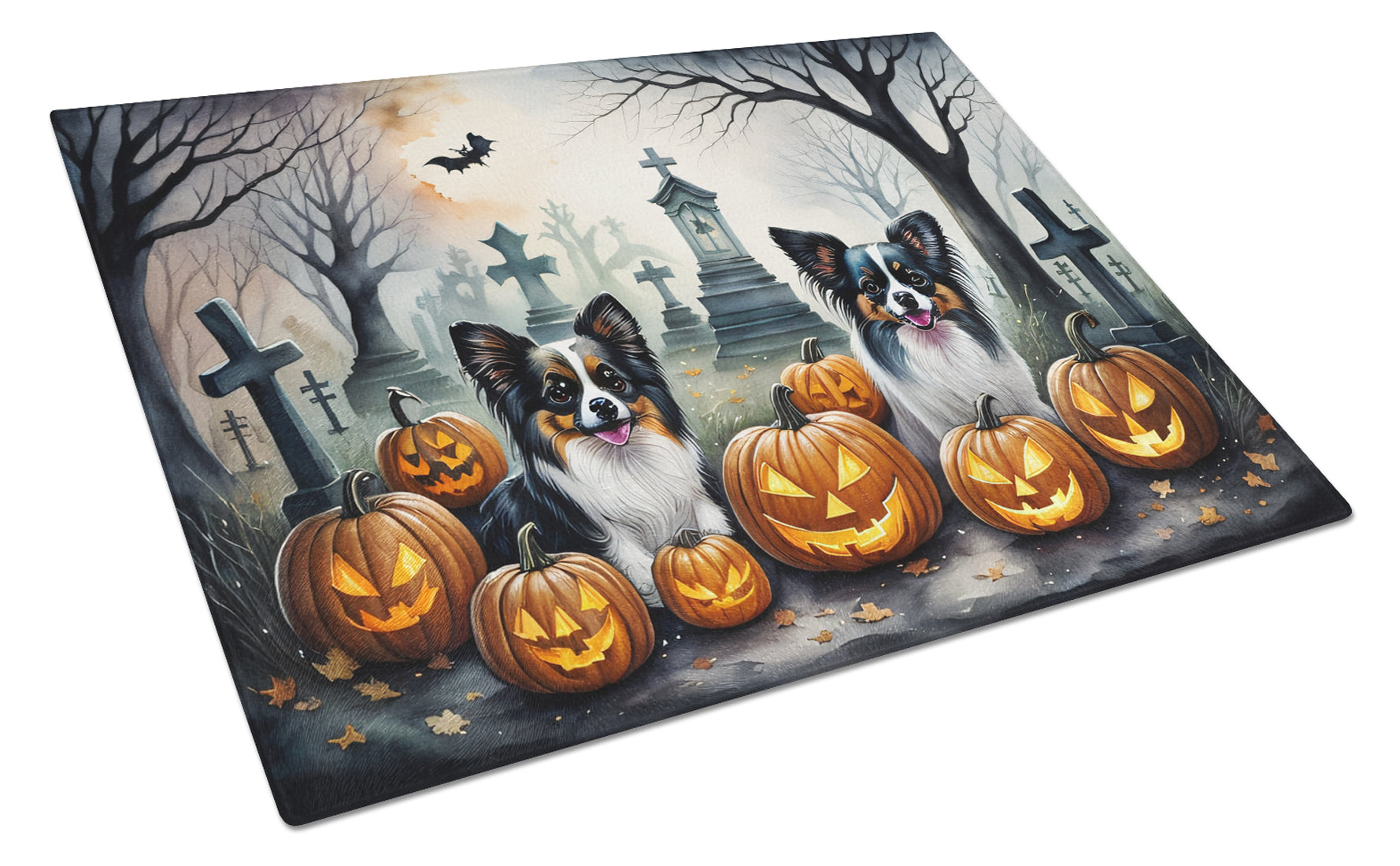 Buy this Papillon Spooky Halloween Glass Cutting Board