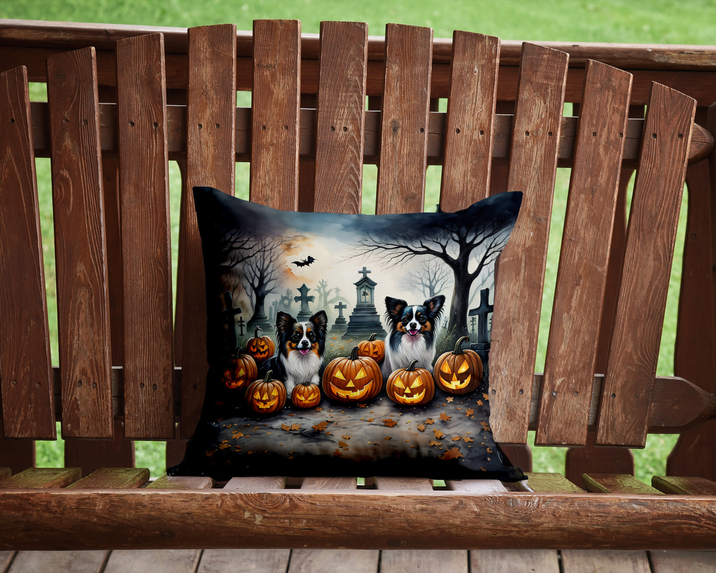 Papillon Spooky Halloween Throw Pillow