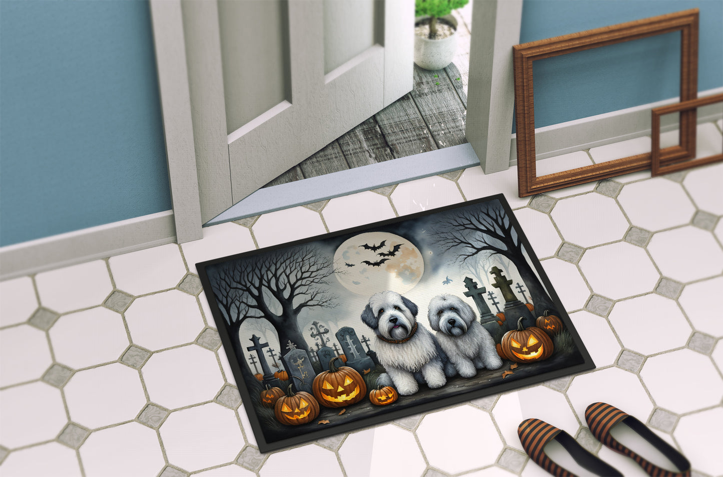 Old English Sheepdog Spooky Halloween Doormat