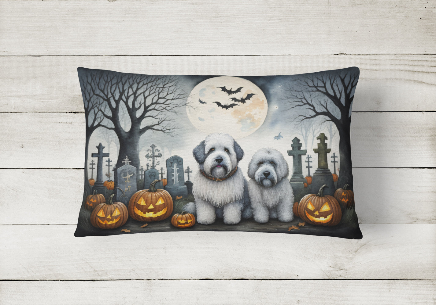 Old English Sheepdog Spooky Halloween Throw Pillow
