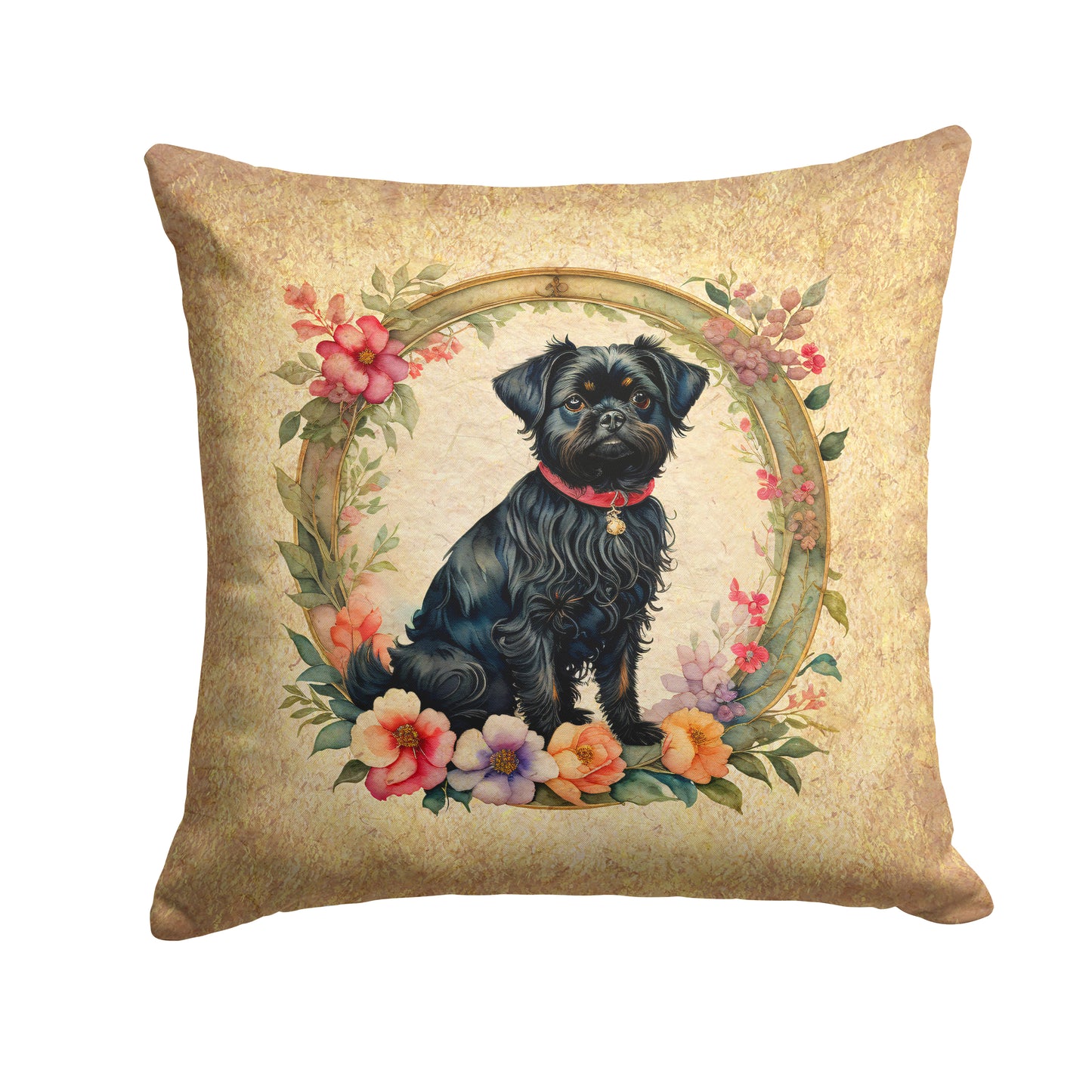 Buy this Affenpinscher and Flowers Throw Pillow