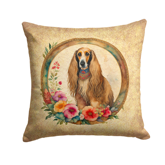 Buy this Afghan Hound and Flowers Throw Pillow