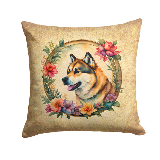 Buy this Akita and Flowers Throw Pillow