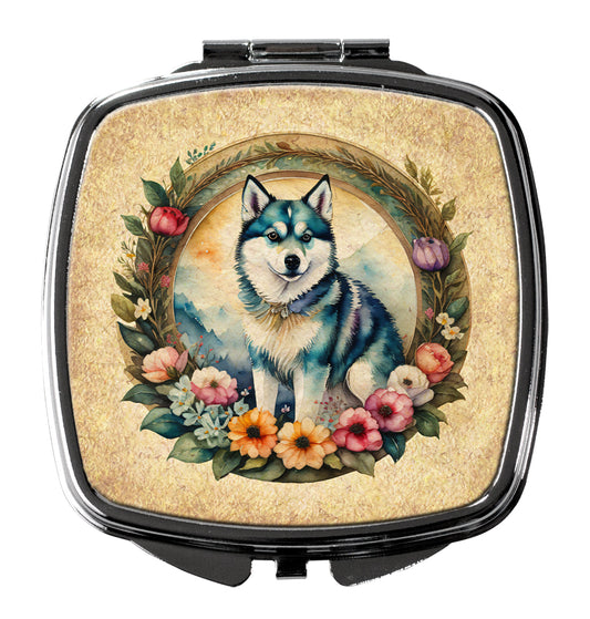 Buy this Alaskan Klee Kai and Flowers Compact Mirror