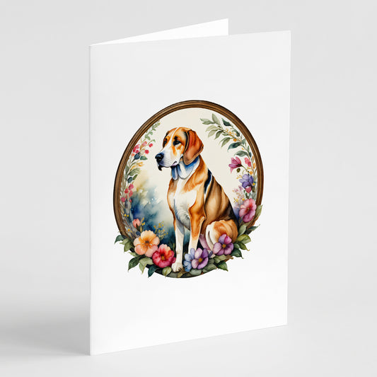 Buy this American Foxhound and Flowers Greeting Cards Pack of 8