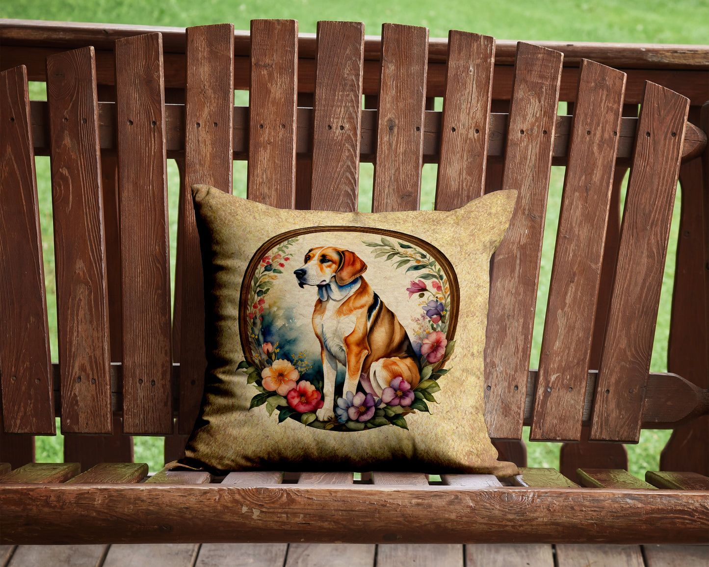 American Foxhound and Flowers Throw Pillow