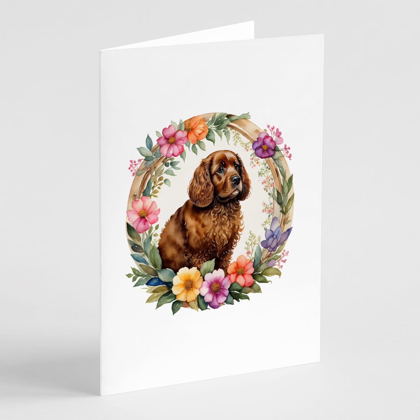 Buy this American Water Spaniel and Flowers Greeting Cards Pack of 8
