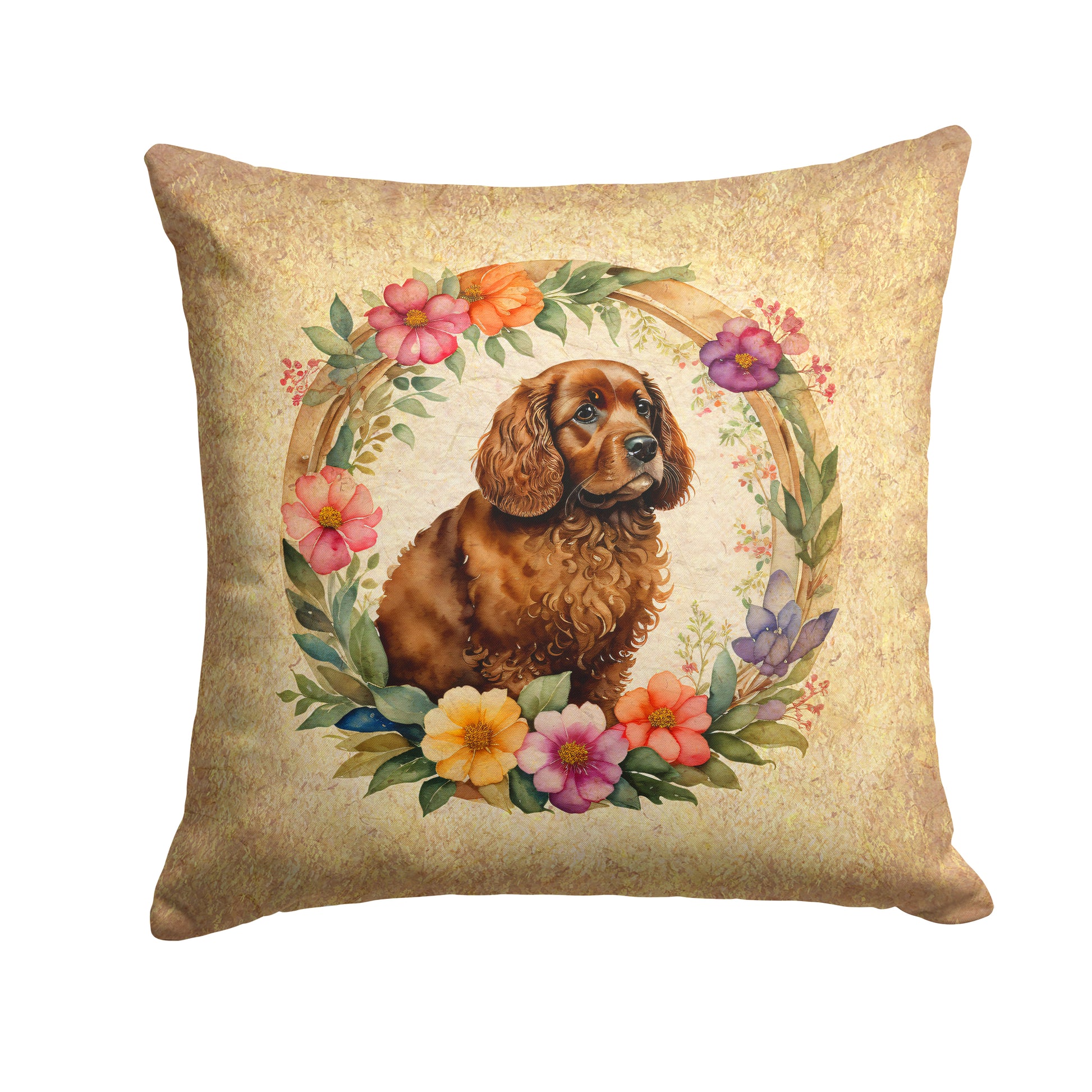 Buy this American Water Spaniel and Flowers Throw Pillow