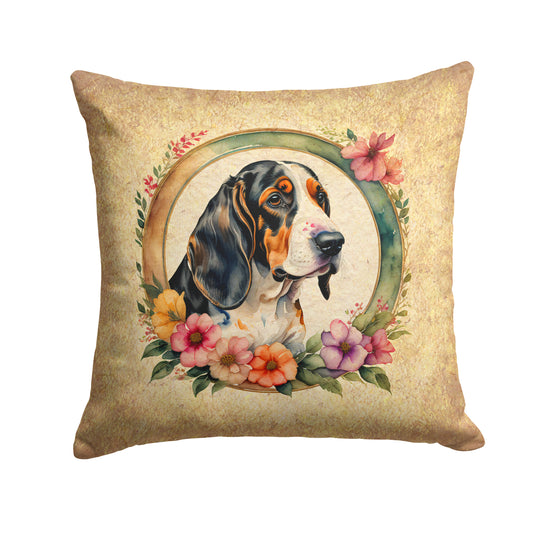 Buy this Basset Hound and Flowers Throw Pillow