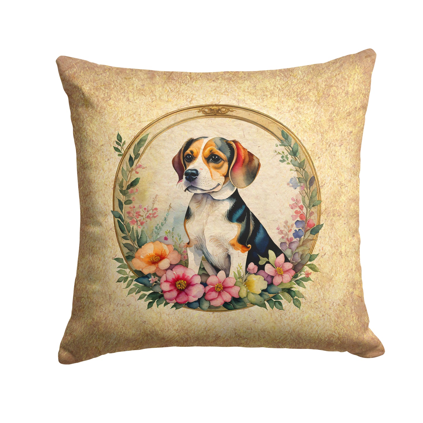 Buy this Beagle and Flowers Throw Pillow