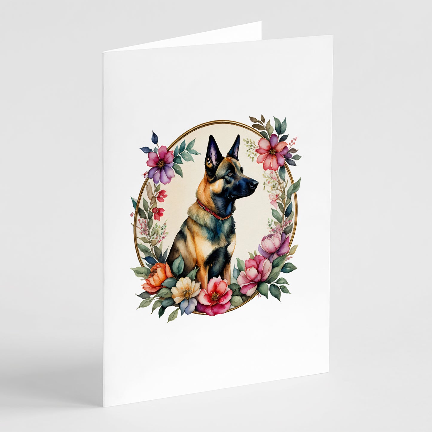 Buy this Belgian Malinois and Flowers Greeting Cards Pack of 8