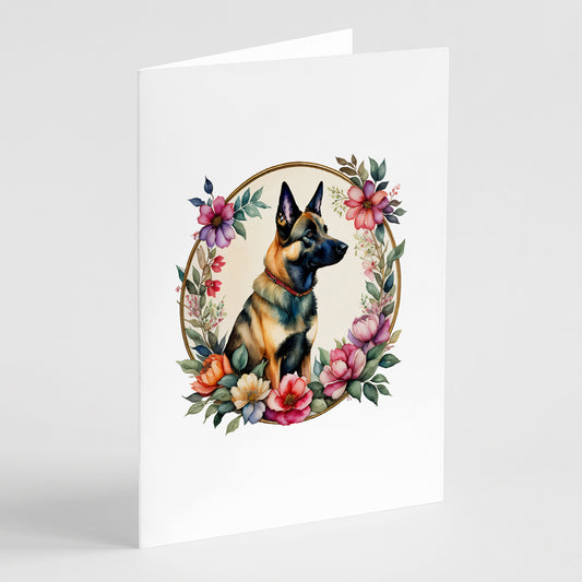 Buy this Belgian Malinois and Flowers Greeting Cards Pack of 8