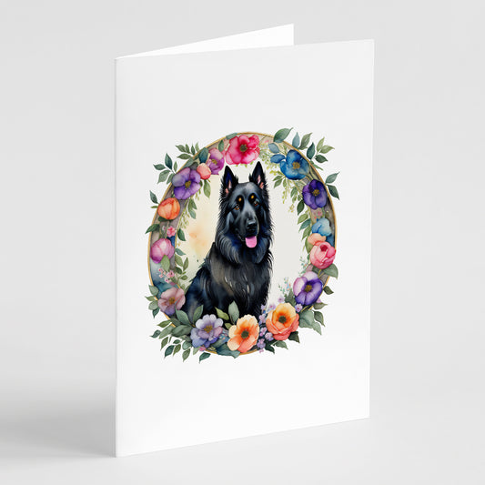 Buy this Belgian Sheepdog and Flowers Greeting Cards Pack of 8