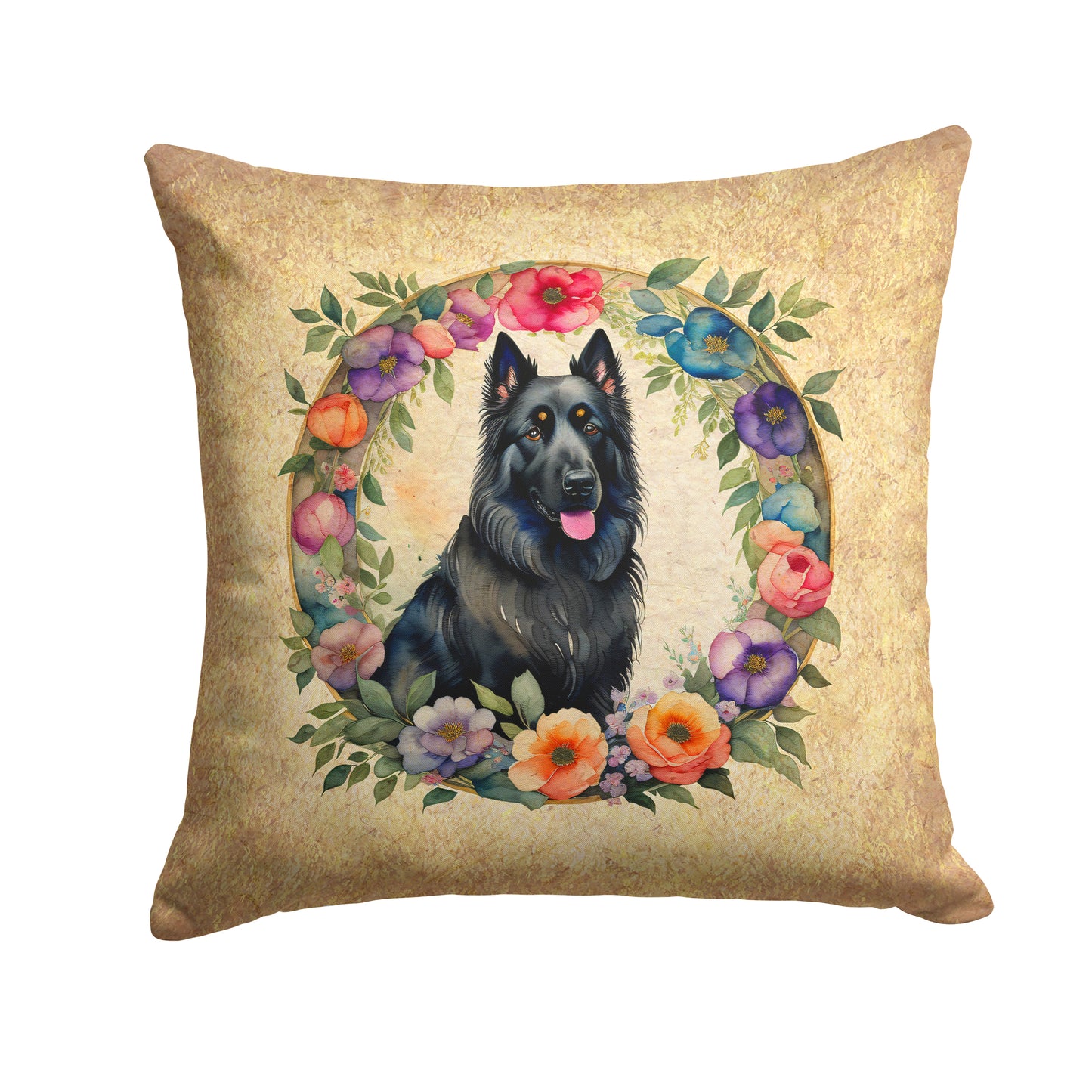 Buy this Belgian Sheepdog and Flowers Throw Pillow