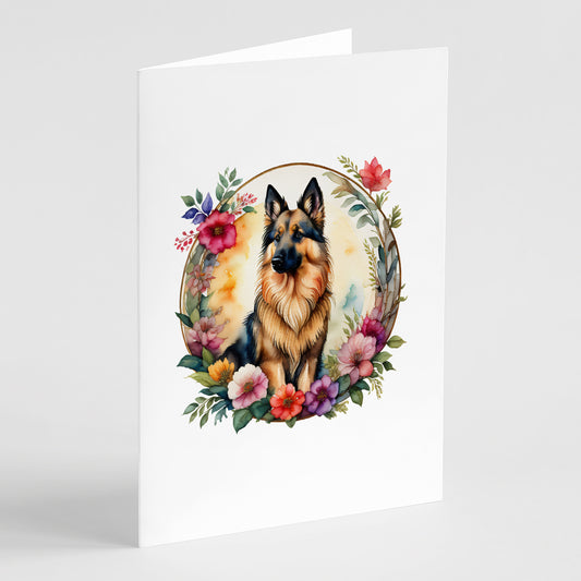 Buy this Belgian Tervuren and Flowers Greeting Cards Pack of 8