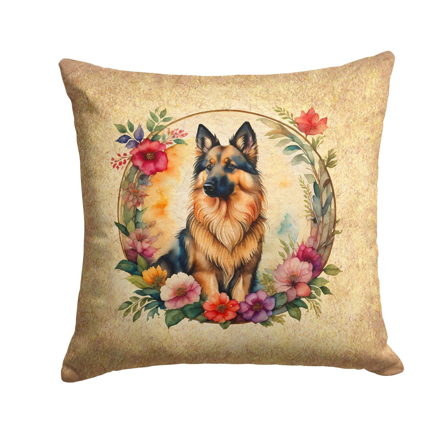 Buy this Belgian Tervuren and Flowers Throw Pillow