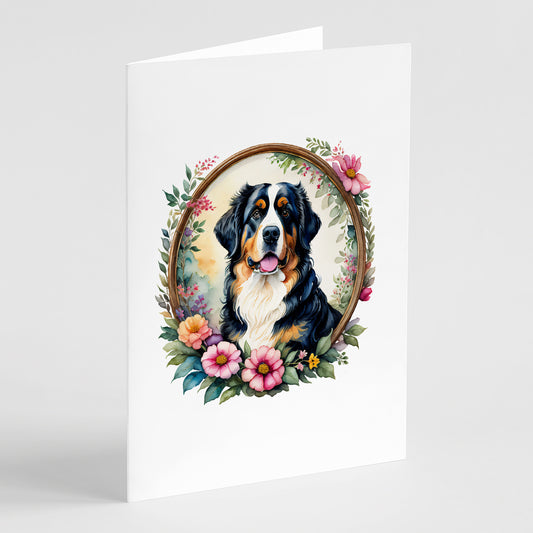 Buy this Bernese Mountain Dog and Flowers Greeting Cards Pack of 8