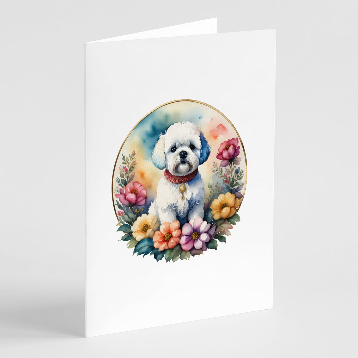 Buy this Bichon Frise and Flowers Greeting Cards Pack of 8