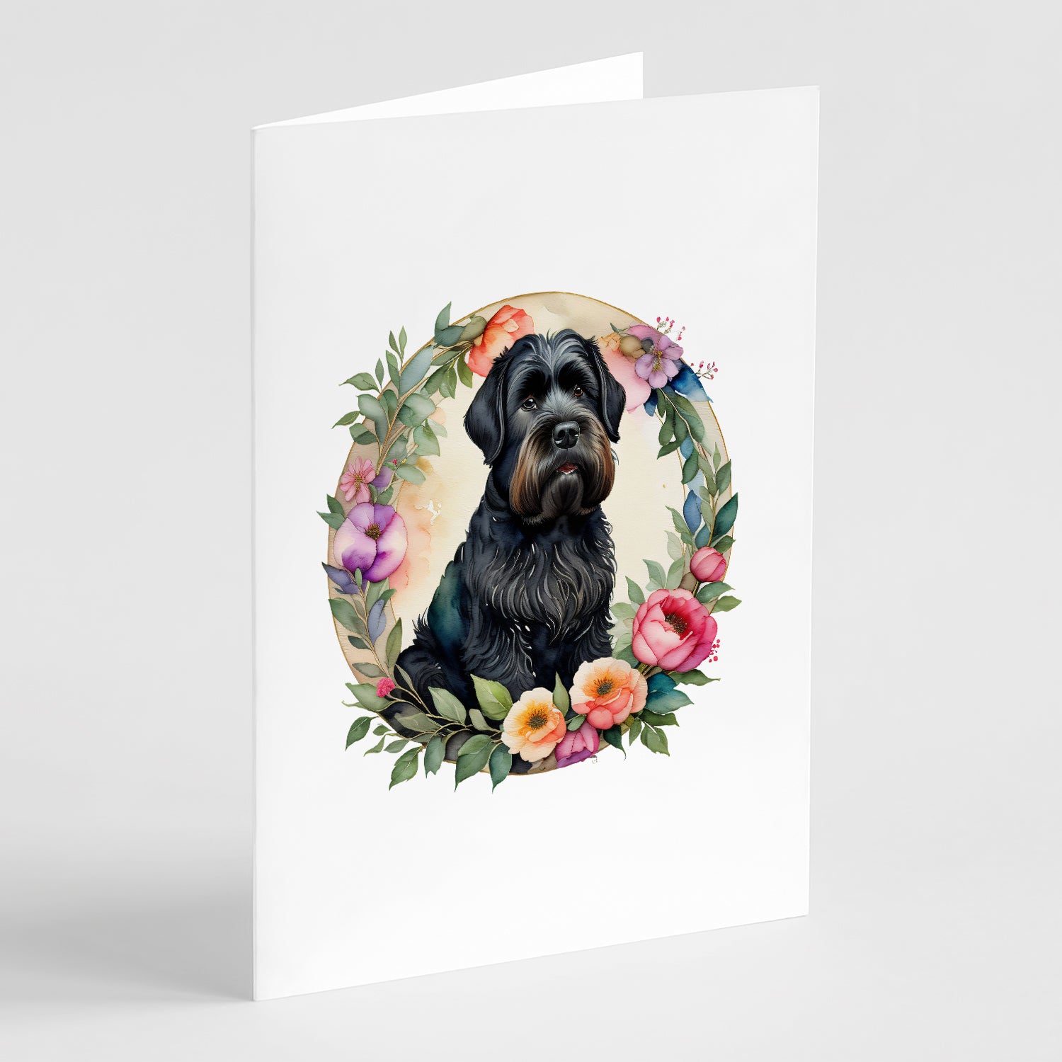 Buy this Black Russian Terrier and Flowers Greeting Cards Pack of 8