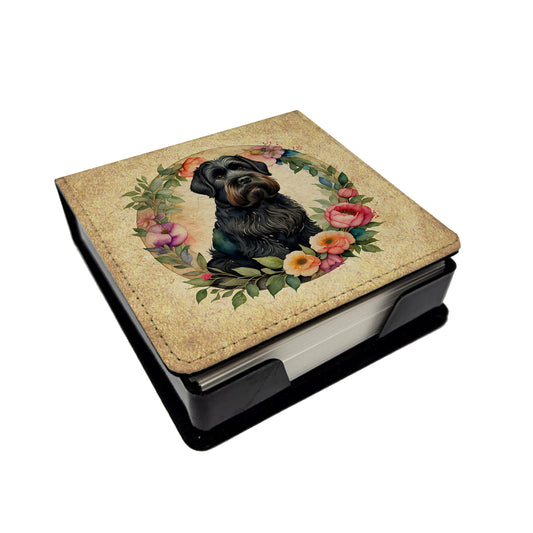 Buy this Black Russian Terrier and Flowers PU Leather Note Paper Holder
