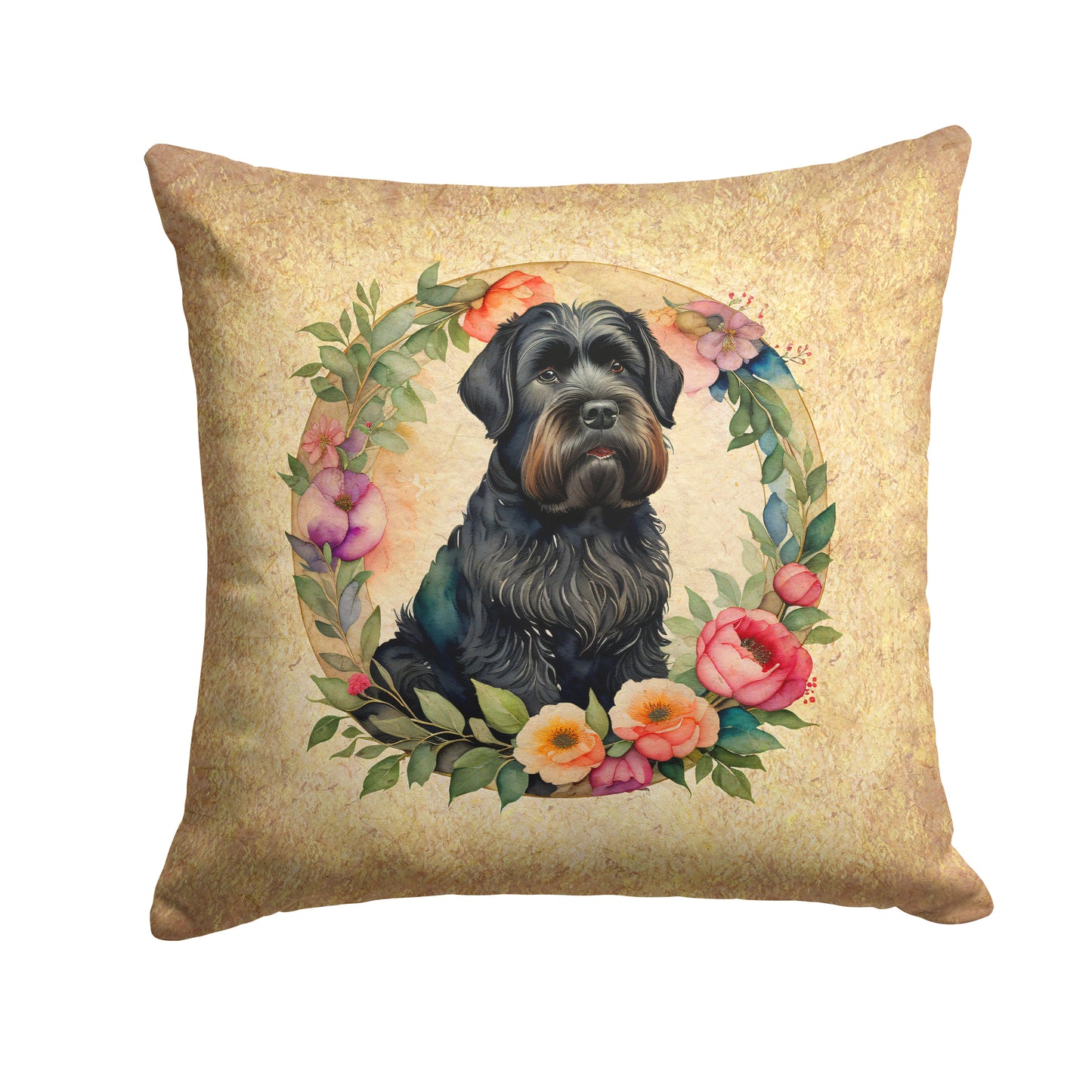 Buy this Black Russian Terrier and Flowers Throw Pillow