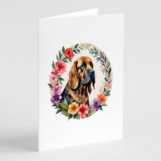 Buy this Bloodhound and Flowers Greeting Cards Pack of 8