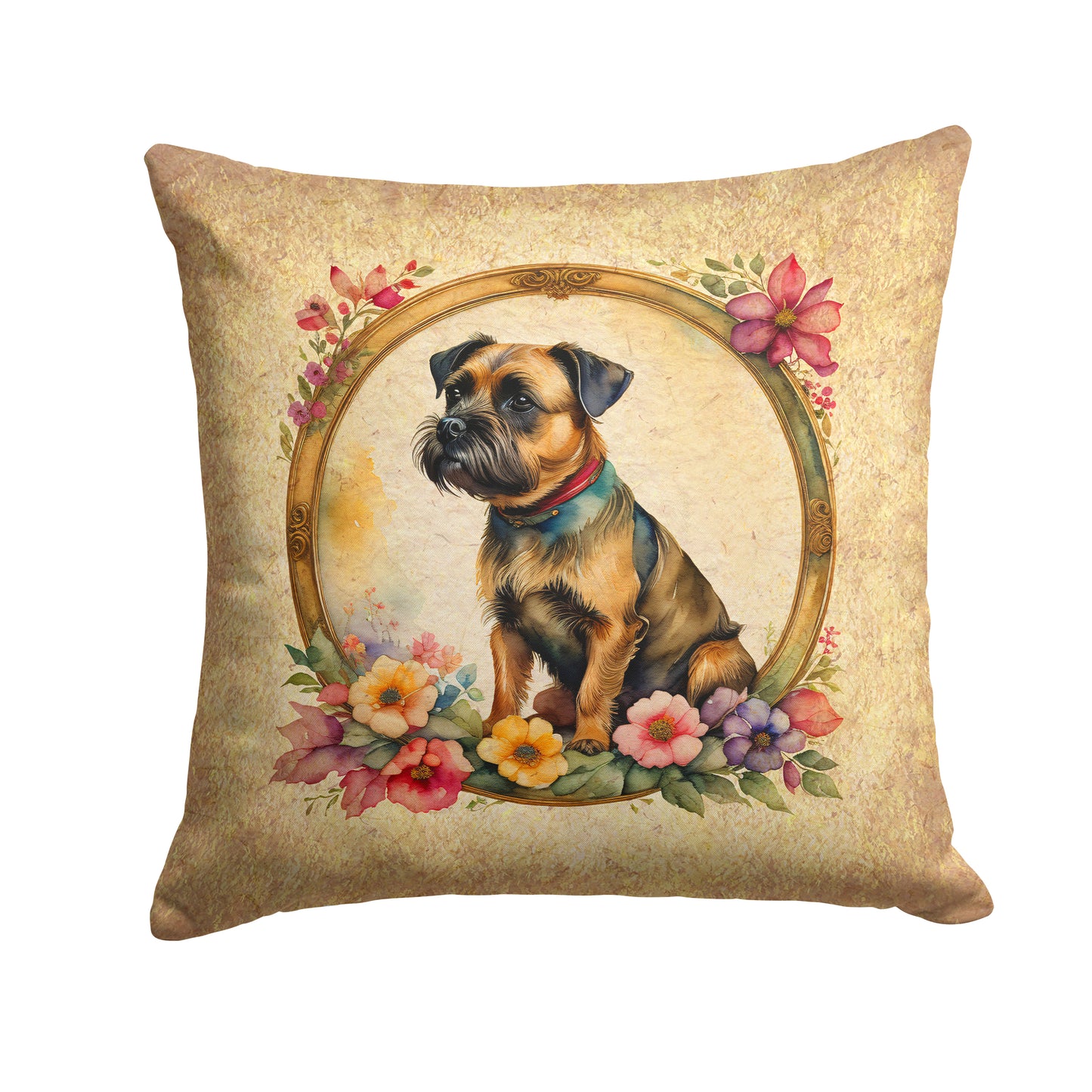 Buy this Border Terrier and Flowers Throw Pillow