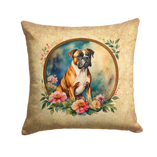 Buy this Boxer and Flowers Throw Pillow