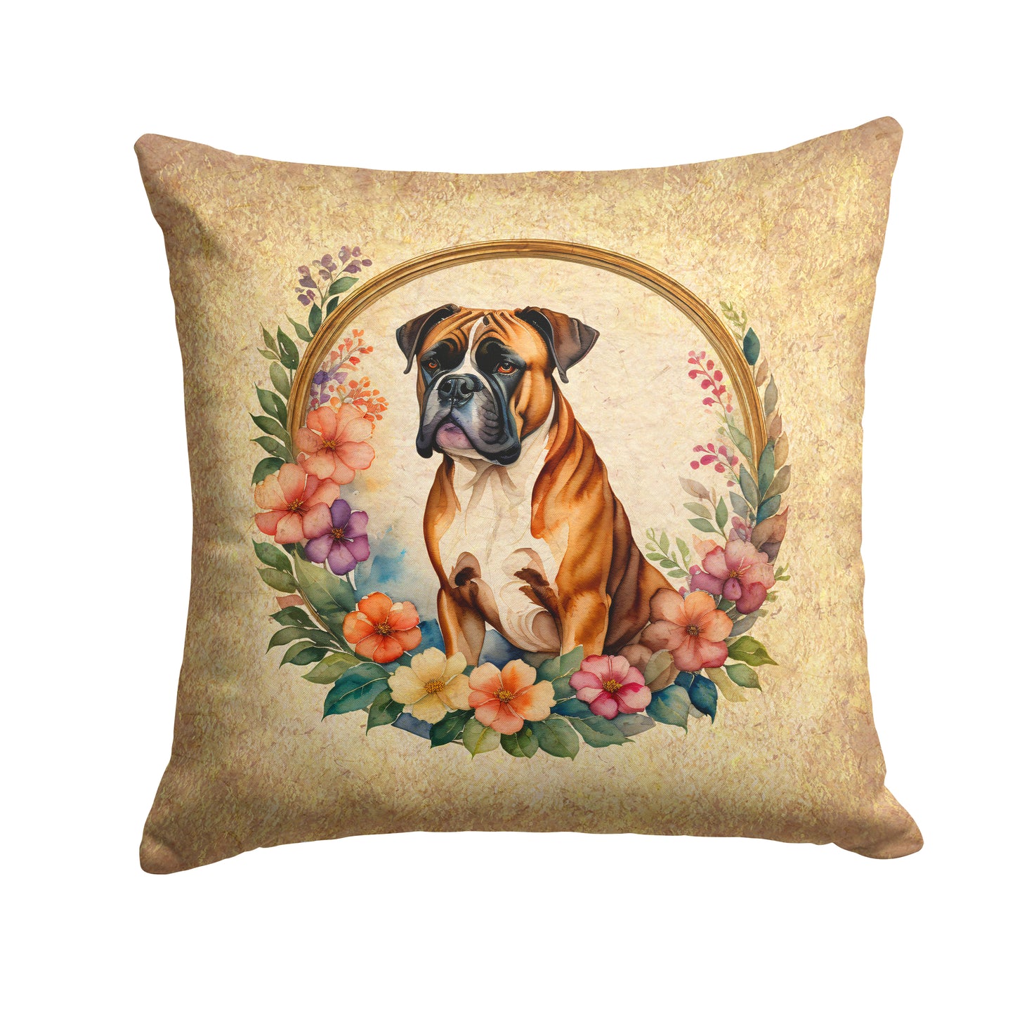 Buy this Boxer and Flowers Throw Pillow