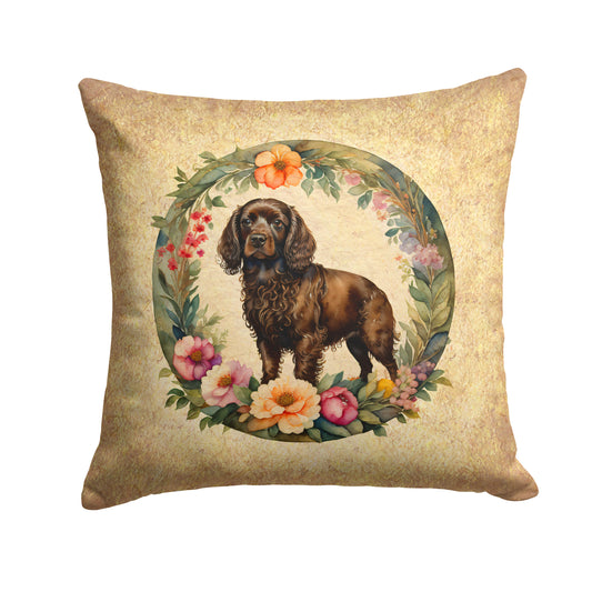 Buy this Boykin Spaniel and Flowers Throw Pillow