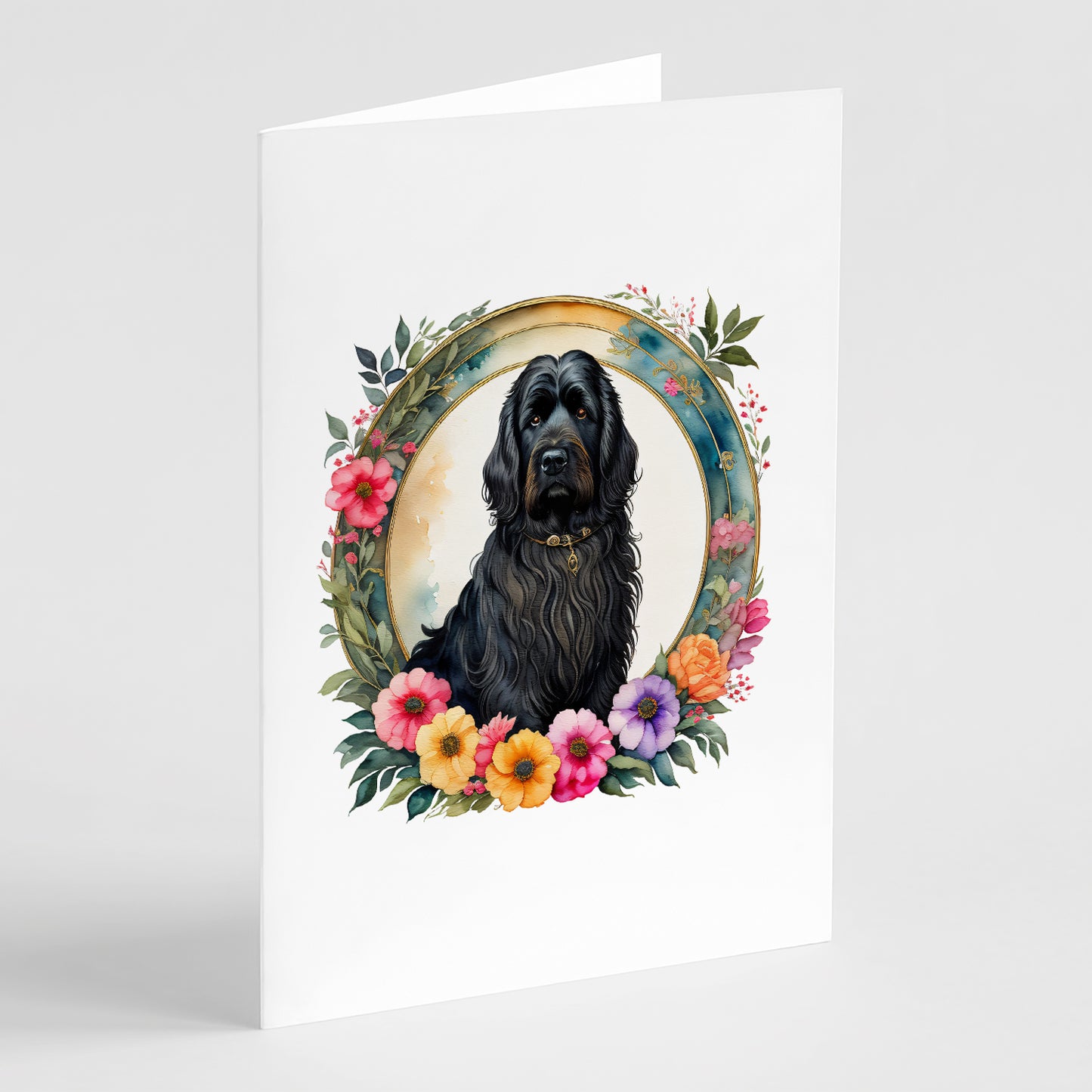 Buy this Briard and Flowers Greeting Cards Pack of 8