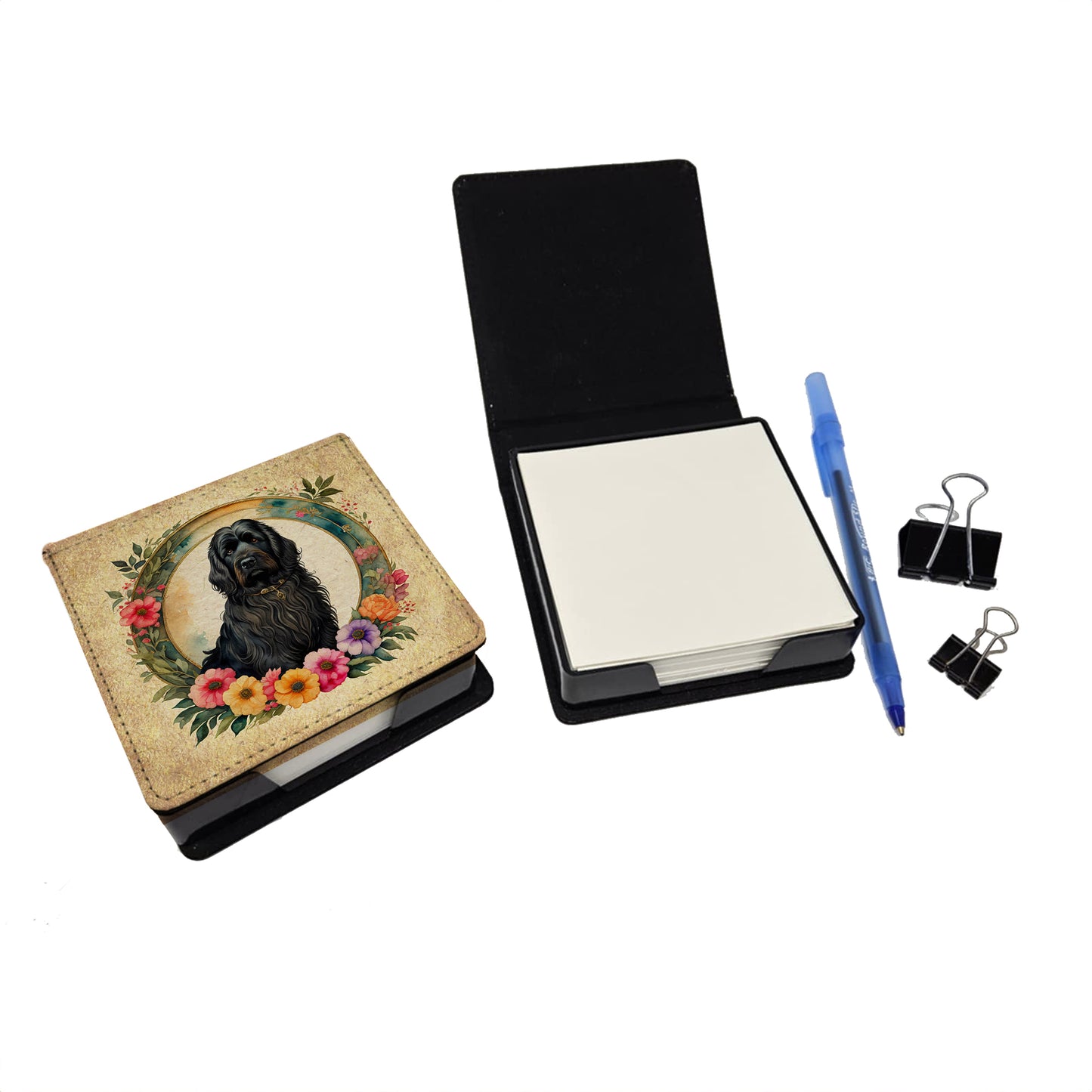 Briard and Flowers PU Leather Note Paper Holder