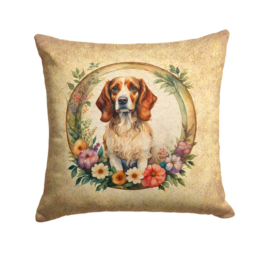 Buy this Brittany Spaniel and Flowers Throw Pillow