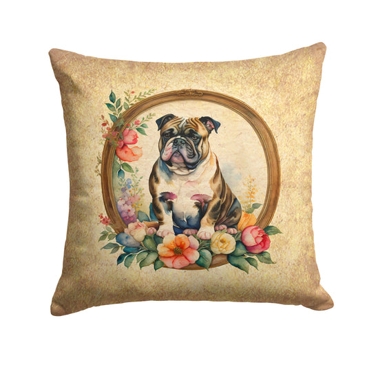 Buy this English Bulldog and Flowers Throw Pillow