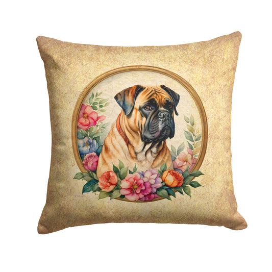 Buy this Bullmastiff and Flowers Throw Pillow