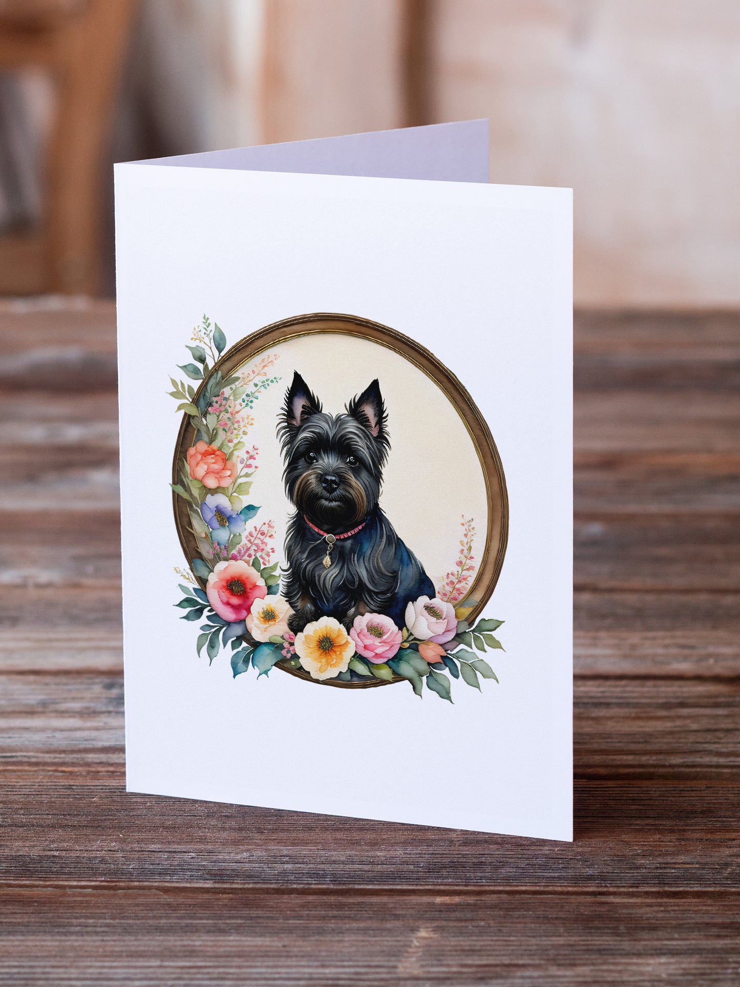 Cairn Terrier and Flowers Greeting Cards Pack of 8