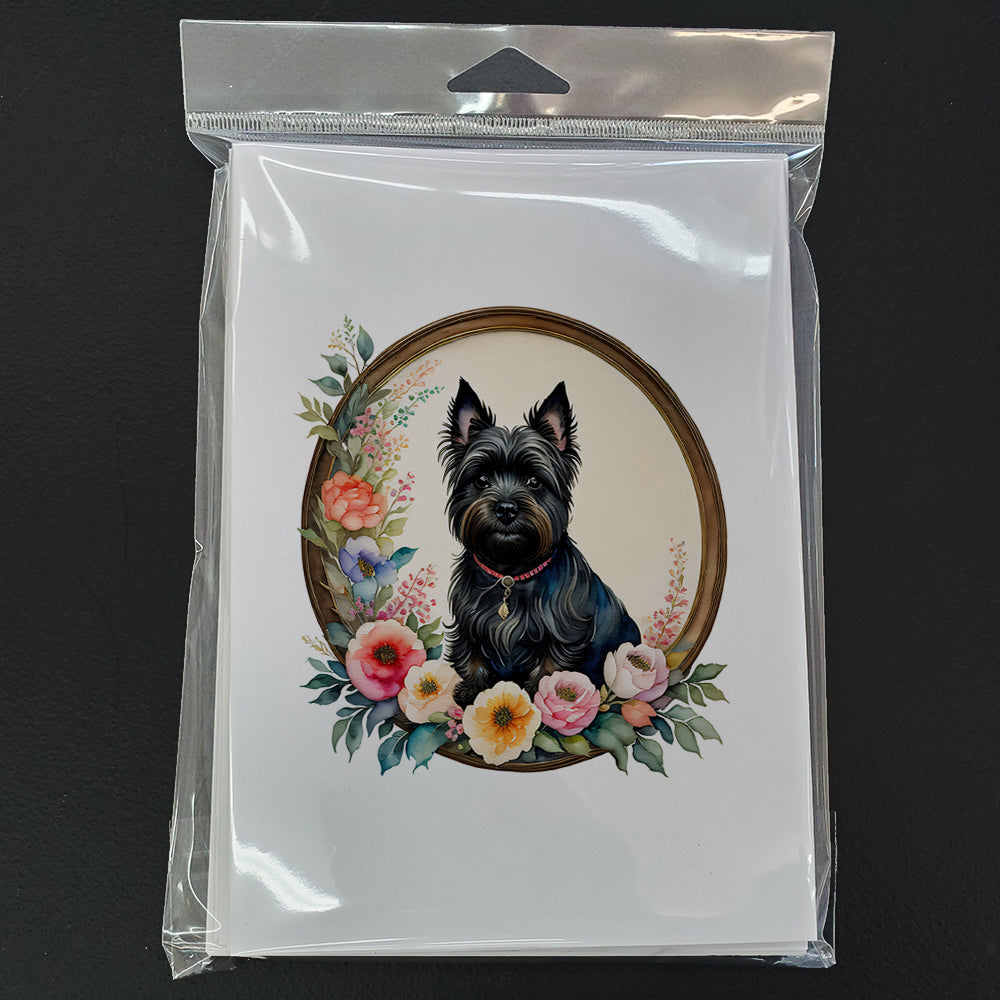 Cairn Terrier and Flowers Greeting Cards Pack of 8