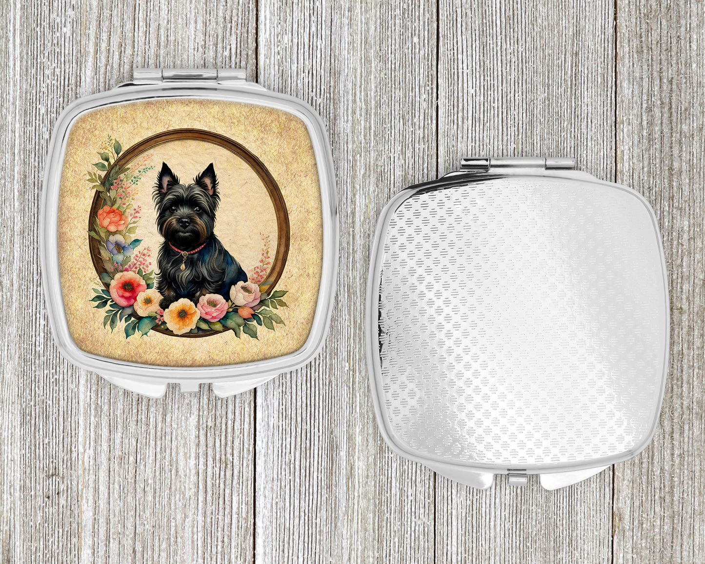 Cairn Terrier and Flowers Compact Mirror