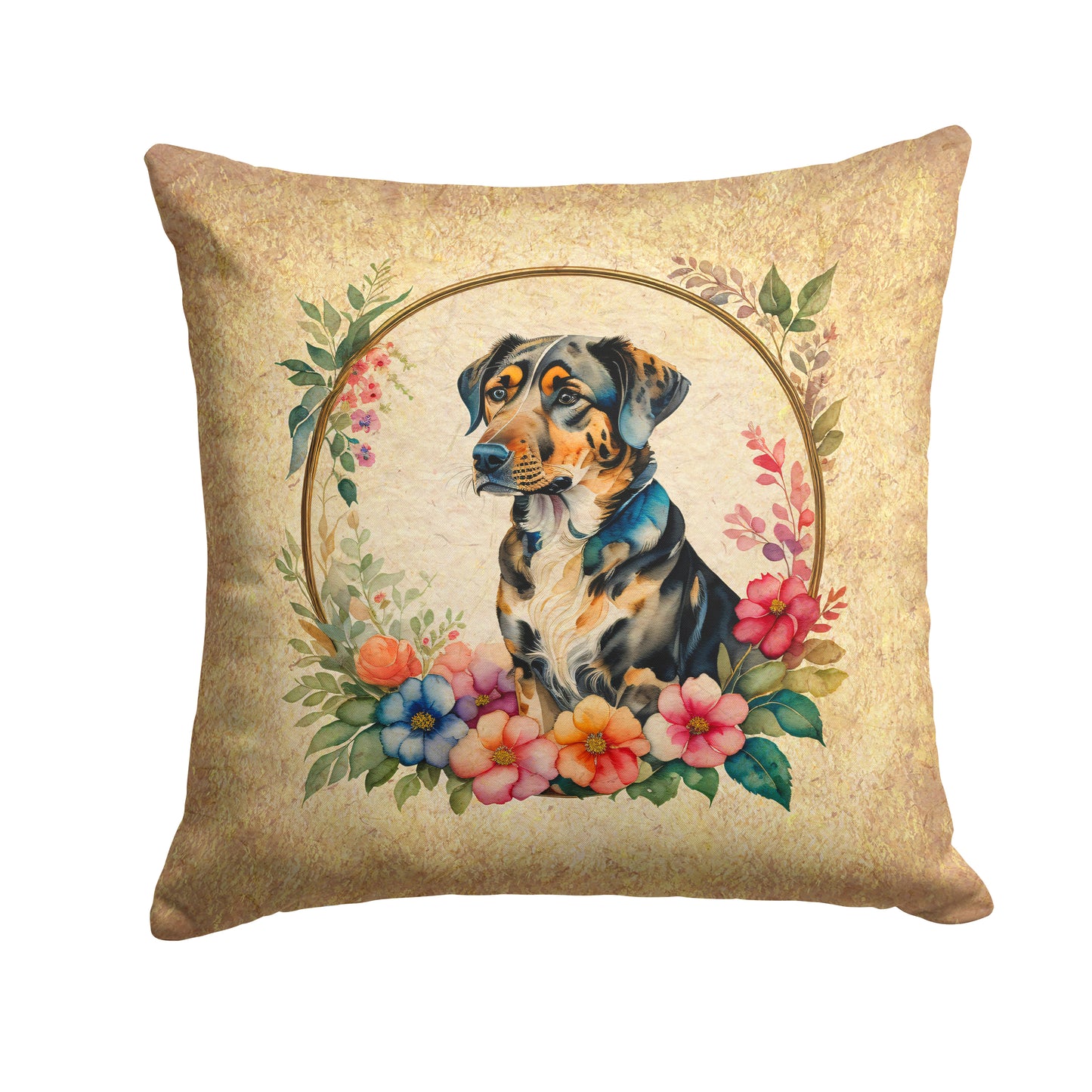 Buy this Catahoula Leopard Dog and Flowers Throw Pillow