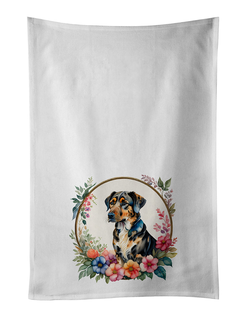 Buy this Catahoula Leopard Dog and Flowers Kitchen Towel Set of 2