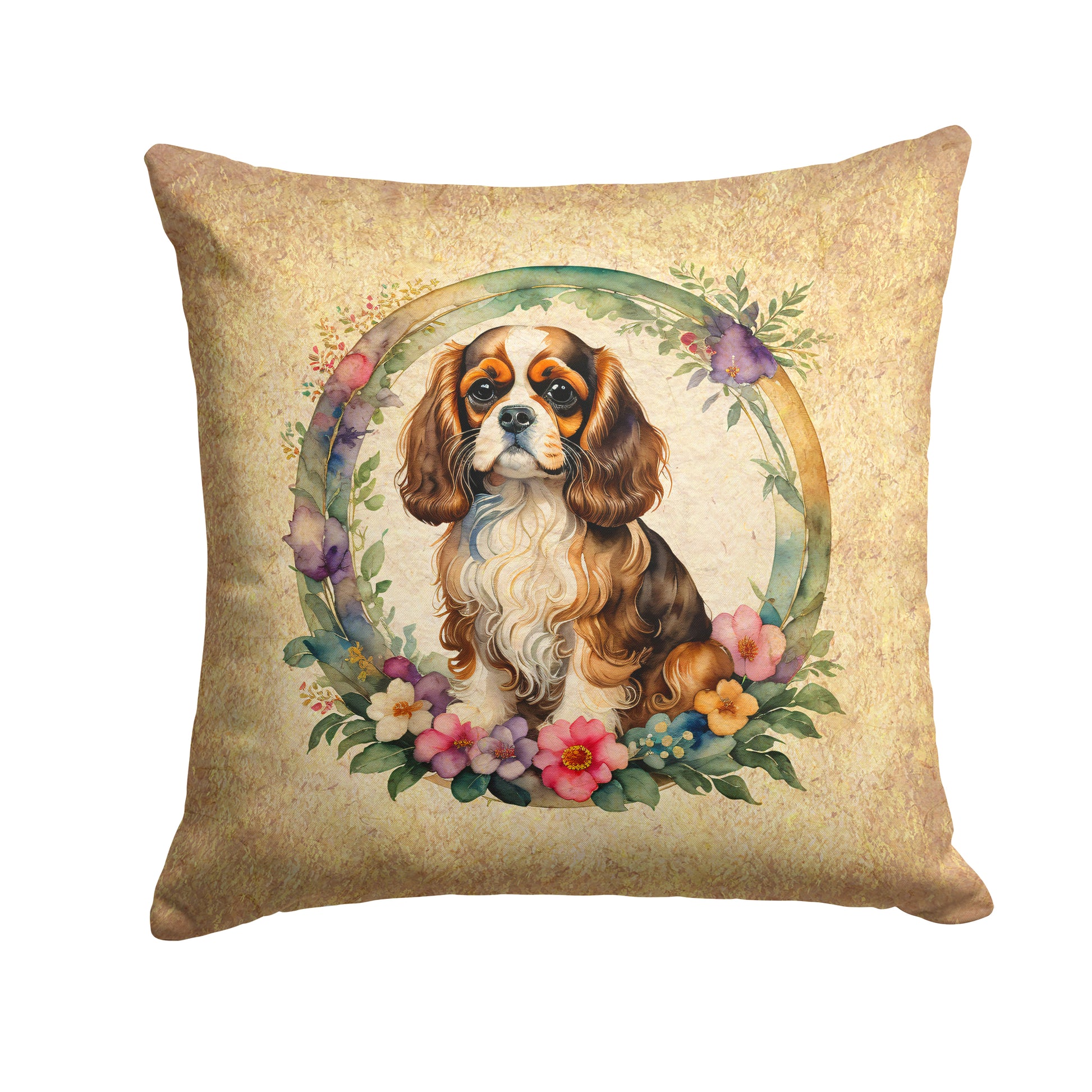 Buy this Cavalier Spaniel and Flowers Throw Pillow