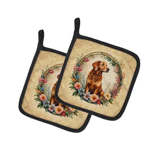 Buy this Chesapeake Bay Retriever and Flowers Pair of Pot Holders