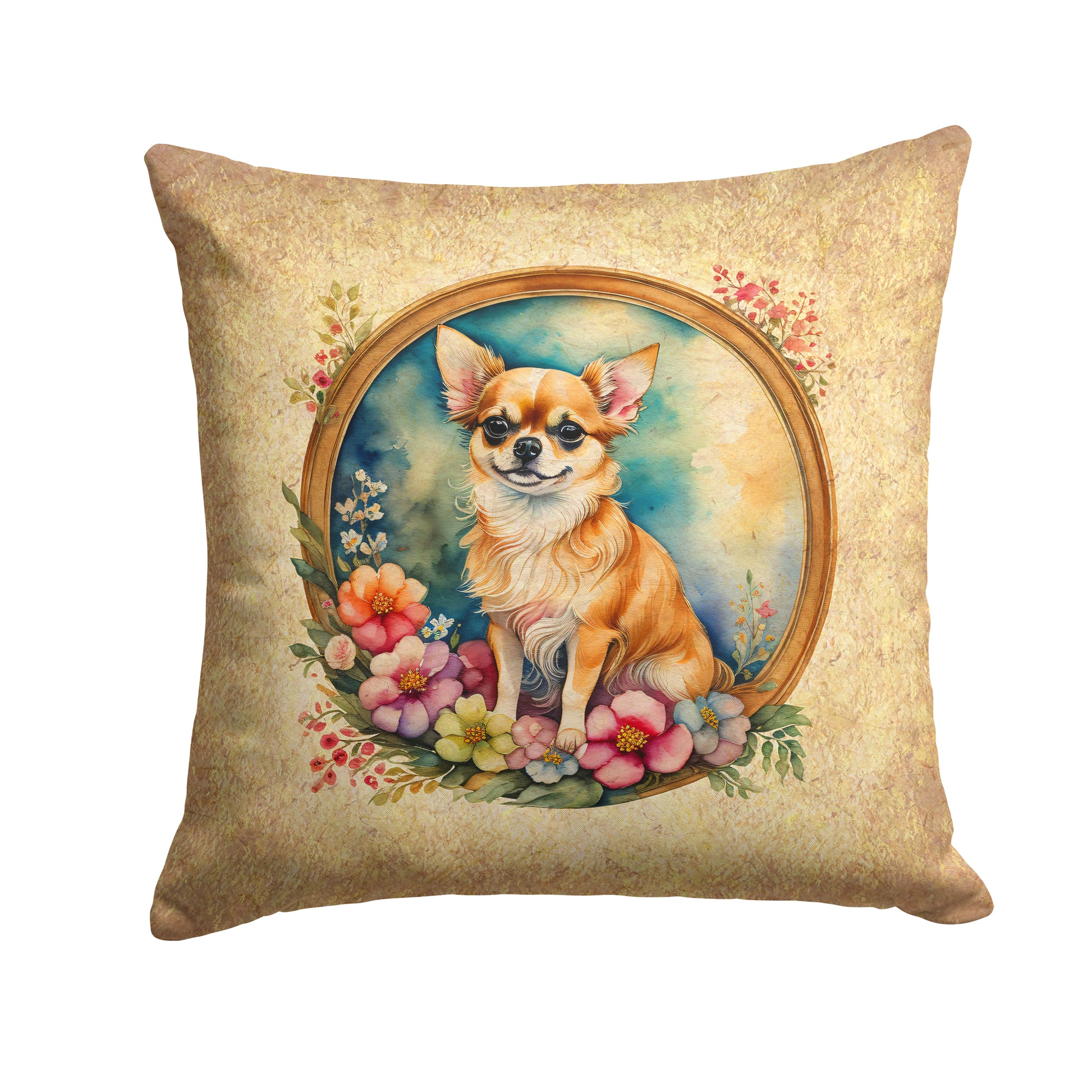 Buy this Chihuahua and Flowers Throw Pillow