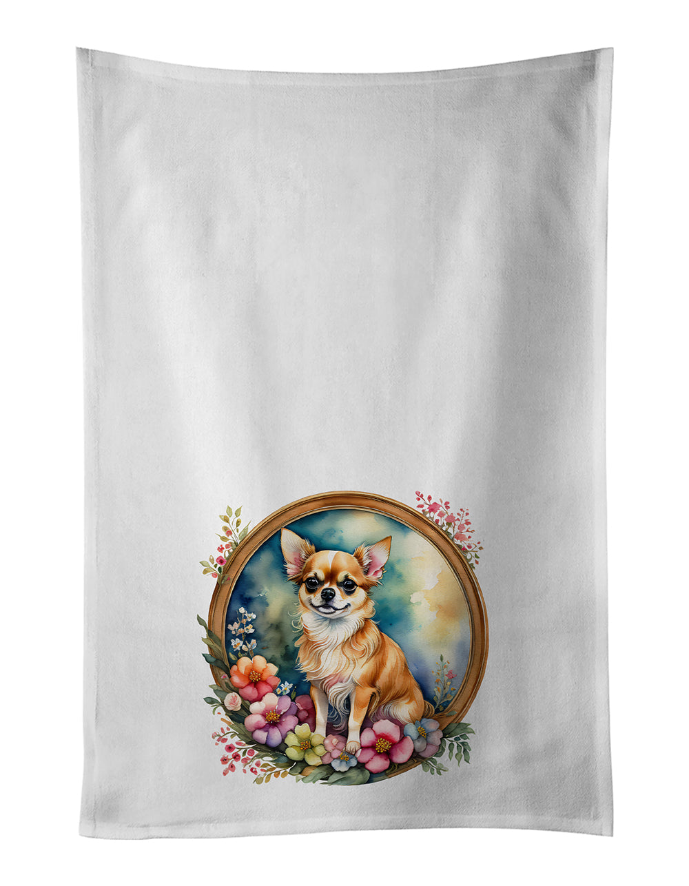 Buy this Chihuahua and Flowers Kitchen Towel Set of 2