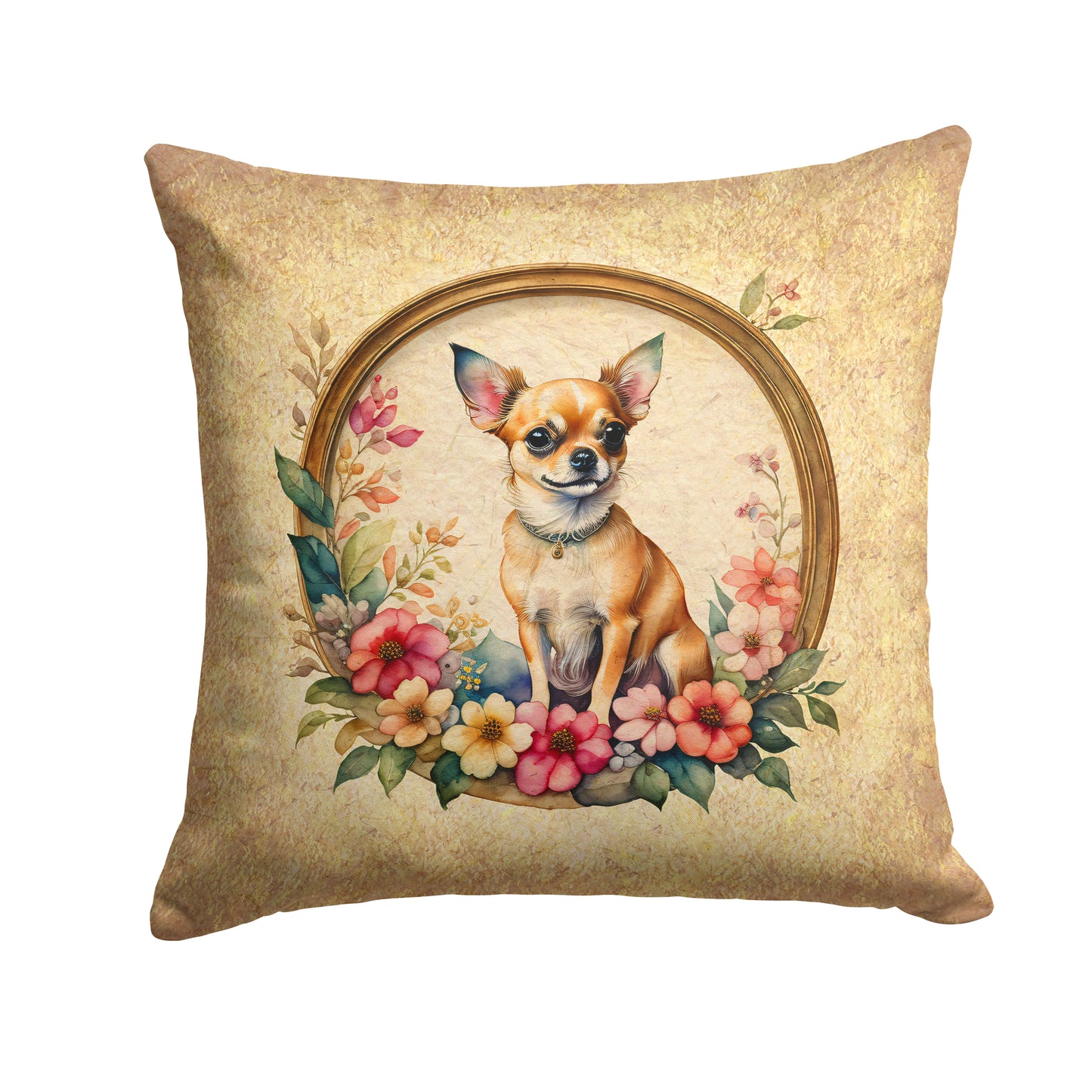 Buy this Chihuahua and Flowers Throw Pillow