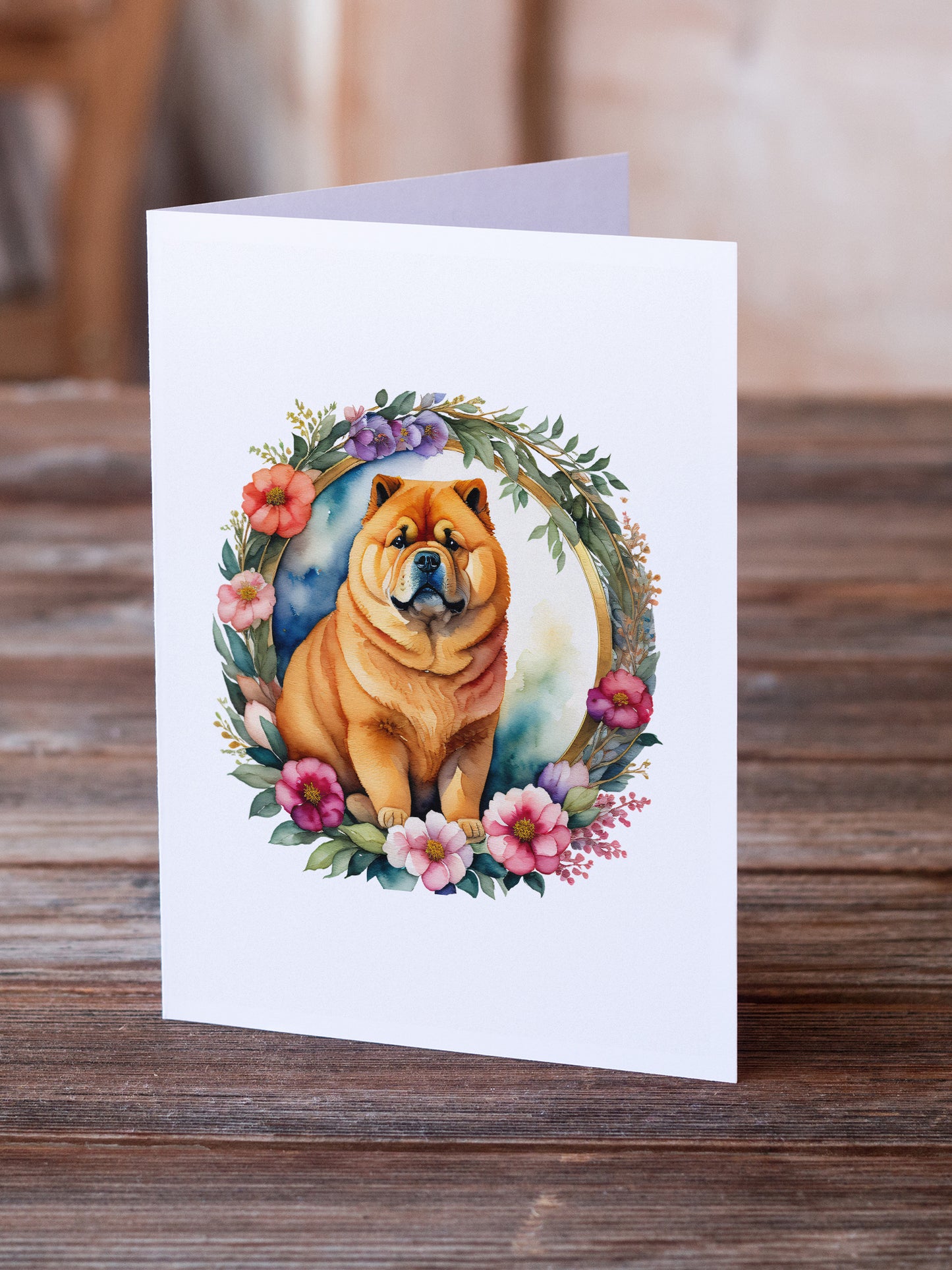 Chow Chow and Flowers Greeting Cards Pack of 8