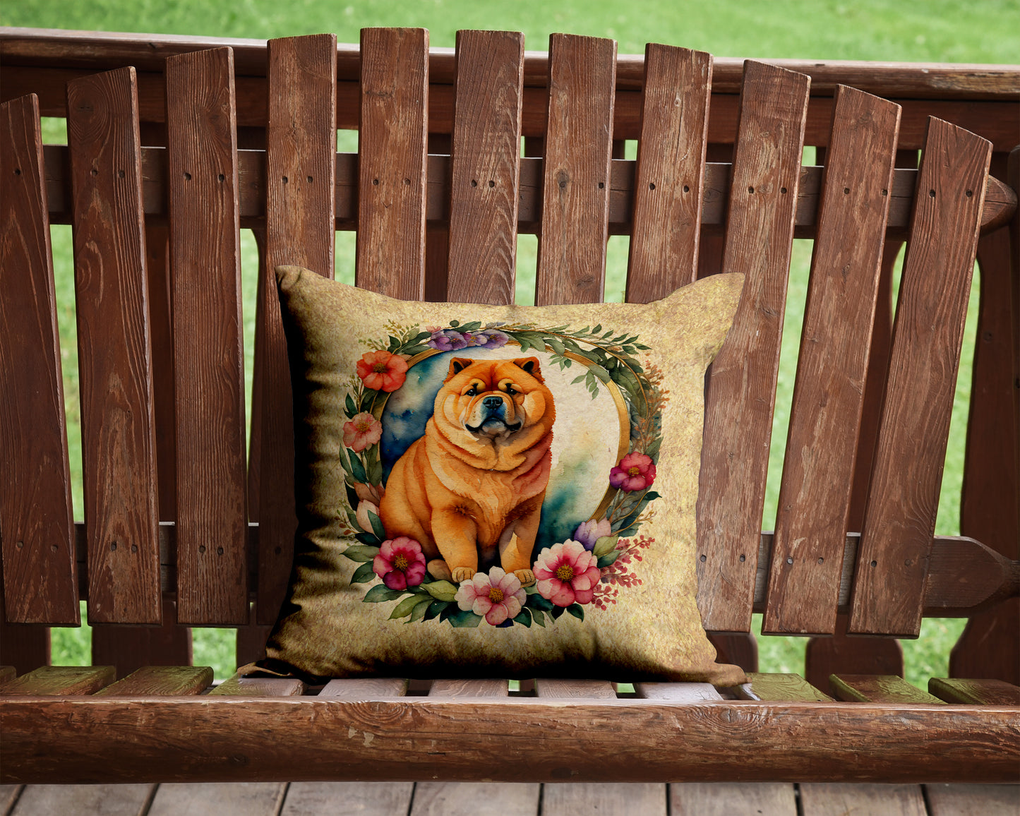 Chow Chow and Flowers Throw Pillow