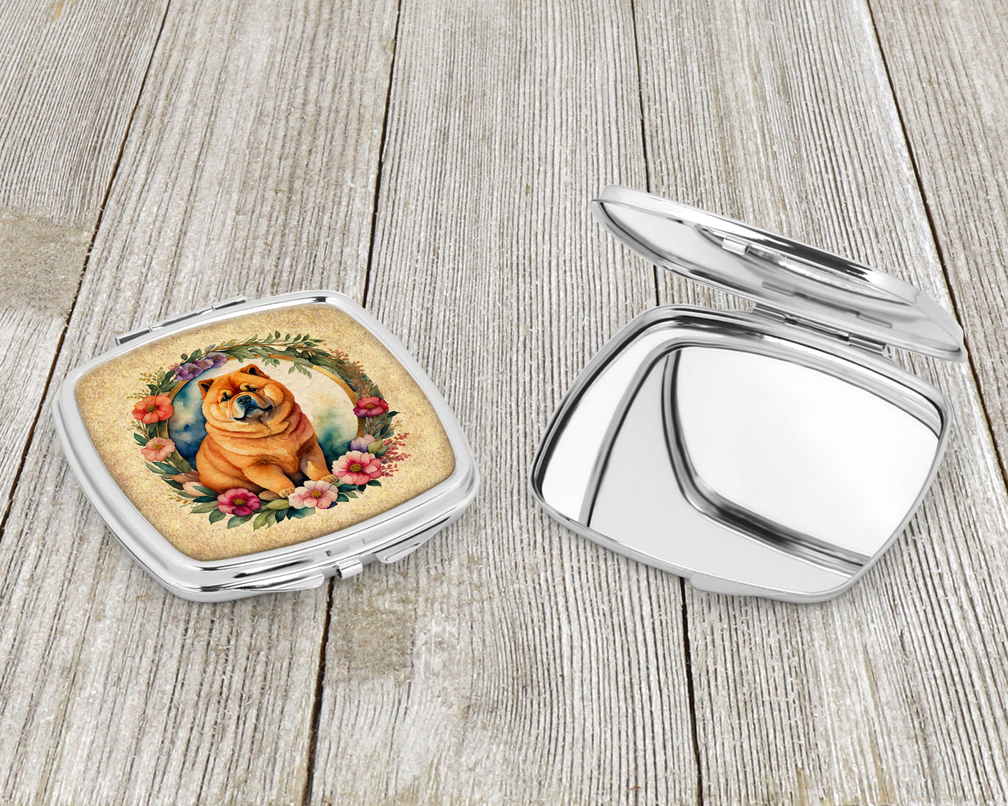 Chow Chow and Flowers Compact Mirror